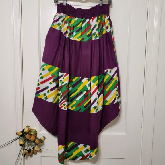 Rainbow multi-colored tiered high-low skirt - Picture 5 of 12
